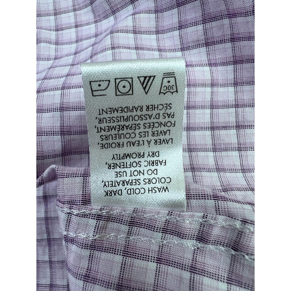 Calvin Klein Shirt Mens Large Purple Check Slim Fit Non-Iron Dress Button Up - Picture 4 of 6